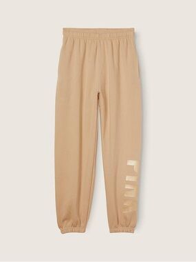 Victoria’s Secret PINK Fleece Baggy Campus Sweatpants, Beige Small